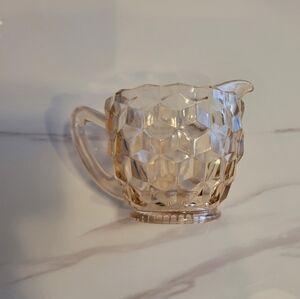 Vintage Jeanette Glass Mini Creamer Pitcher - Textured Cubist